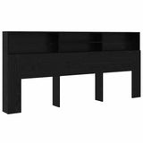 Headboard Cabinet Black Oak 220 x 19 x 101.5 cm Engineered Wood 879449