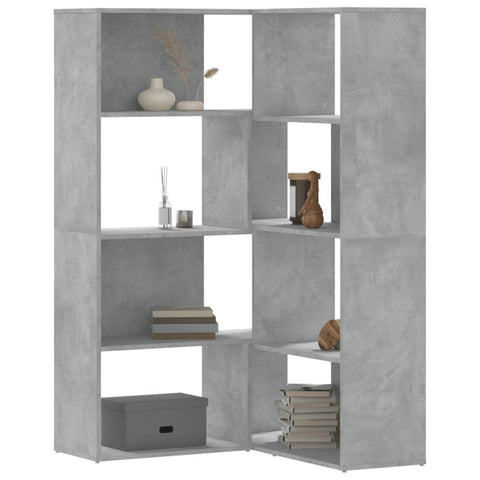 Corner Bookcase 4-Tier Concrete Grey 85x85x140 cm Engineered Wood 3307813