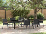 Garden Dining Set 7 pcs Black Powder-coated Steel 3379091