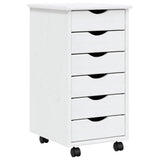 Rolling Cabinet with Drawers MOSS White Solid Wood Pine 355889