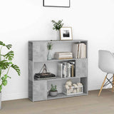 809183 Book Cabinet Room Divider Concrete Grey 100x24x94 cm