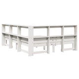 Bookcase Bed without Mattress White 150x200 cm King Size Solid Wood Pine 3324380