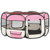 171012 Foldable Dog Playpen with Carrying Bag Pink 145x145x61 cm