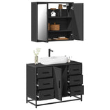 ZNTS 2 Piece Bathroom Furniture Set Black Engineered Wood 3300900