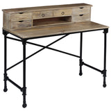 244947 Writing Desk Solid Mango Wood and Steel 110x50x96 cm