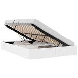 Storage Bed with Storage Pure White 153 x 203 cm Faux leather 3369975