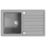 ZNTS Granite Kitchen Sink Single Basin with Drainer Reversible Grey 141670