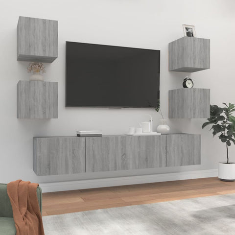 ZNTS 6 Piece TV Cabinet Set Grey Sonoma Engineered Wood 3114260