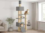 Floor-to-Ceiling Cat Tree with Sisal Post Light Grey 257-283 cm 42053500
