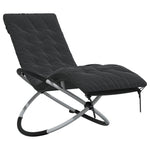 ZNTS Geometrical Sun Lounger with Cushion Black and Grey Steel 3213545