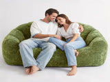 2 Seater Plush Bean Bag Sofa, Green Shiny Silver Speck Oversized Lazy Couch, High Density Sponge T5592P539593