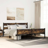 Metal Bed Frame without Mattress Smoked Oak 183x213 cm 3308492