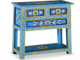 Sideboard with Drawers Solid Mango Wood Turquoise Hand Painted 244840