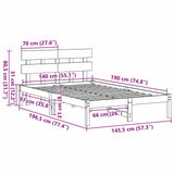 Bed Frame with Headboard Brown 140 x 190 cm Solid Pine wood 872170