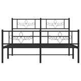 Metal Bed Frame without Mattress with Footboard Black 150x200cm 355287