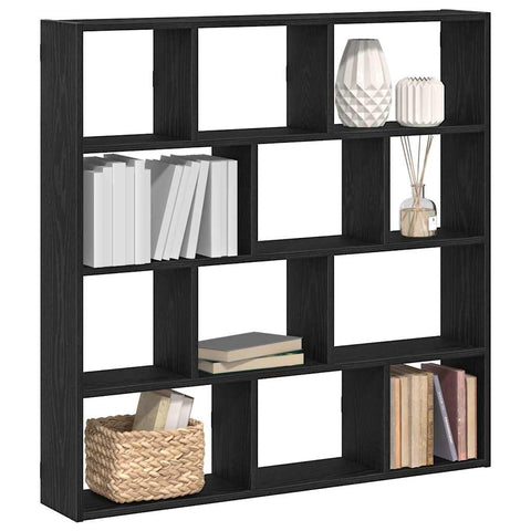 ZNTS Wall Cube Shelf 12 Compartments Black Engineered Wood 860005