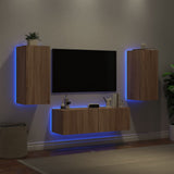 3 Piece TV Wall Cabinets with LED Lights Sonoma Oak 3216869