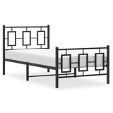 Metal Bed Frame without Mattress with Footboard Black 90x200cm 374252