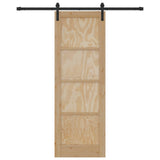 Sliding Door Natural and Black 73.5 x 211 cm Solid Pine Wood 3445396