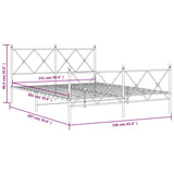 Metal Bed Frame without Mattress with Footboard Black 150x200cm 376522