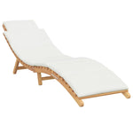 Sun Lounger Cream white 188 x 55 x 59 cm Solid teak wood 42008389