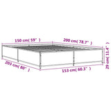 Bed Frame without Mattress Grey Sonoma 150x200 cm King Size 3279840