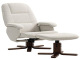 Linen Swivel Recliner Chair with Footstool, Upholstered Reclining Armchair with Wooden Base for T3398P423877