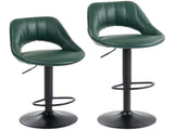 Set of Two Faux Leather Bar Stools - Dark Green T3398P423526
