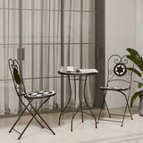 Mosaic Bistro Set Black and White Iron and Ceramic 3216354