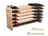 Six-Tier, 72 Bottle Wooden Wine Rack - Natural T3398P344335