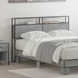 Storage Headboard with Shelf Grey sonoma 135 cm Engineered wood 859748