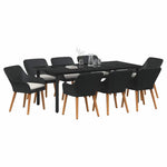 Garden Dining Set with Cushion 9 pcs Black Poly Rattan 3261676
