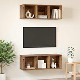 TV Cabinet Set 2 pcs Old Wood 37 x 37 x 107 cm Engineered Wood 3393573