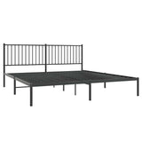 Metal Bed Frame without Mattress with Headboard Black 183x213cm 350869