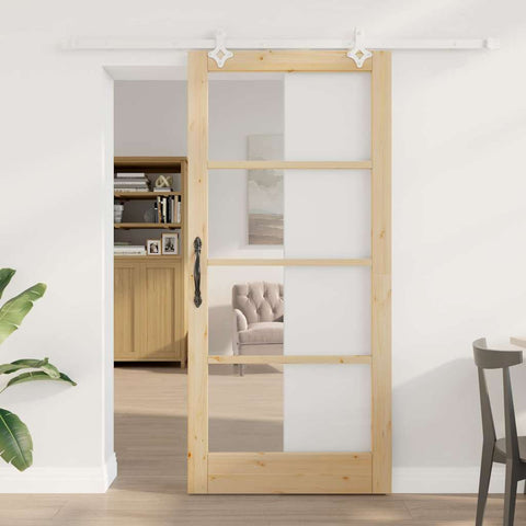 Sliding Door Manual Brown 93 x 202 cm Wood and metal 3332259