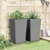 Garden Planters 2 pcs Light Grey 32.5x32.5x57 cm PP 367847