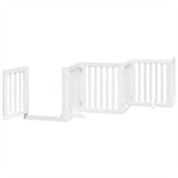 Dog Gate with Door Foldable 15 Panels White 750 cm Poplar Wood 3155649