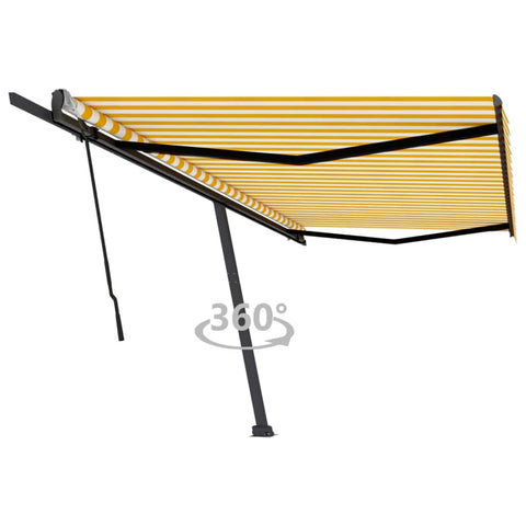 Freestanding Manual Retractable Awning 500x350 cm Yellow/White 3069858