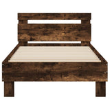 Bed Frame without Mattress with Headboard Smoked Oak 75x190 cm Small Single 838572