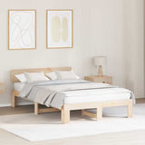 Bed Frame with Headboard Natural 135 x 190 cm Solid Pine Wood 872659