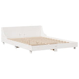 Bed Frame without Mattress White 150x200 cm King Size Solid Wood Pine 850726