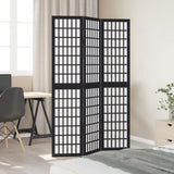 Room Divider 3 Panels Black Solid Wood Paulownia 358766