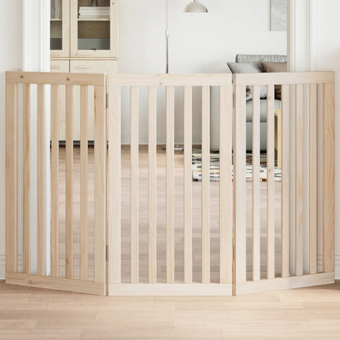 Dog Gate Foldable 3 Panels 150 cm Poplar Wood 352238