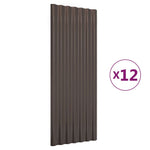 Roof Panels 12 pcs Galvanised Steel Brown 100x36 cm 319144