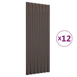 Roof Panels 12 pcs Galvanised Steel Brown 100x36 cm 319144