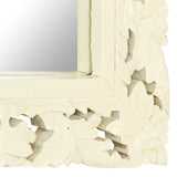 321643 Hand Carved Mirror White 110x50 cm Solid Mango Wood