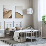 Metal Bed Frame without Mattress with Footboard White 135x190cm 353603