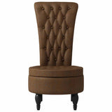 Slipper Chair Brown 56.5 x 70 x 110 cm Faux Suede Leather 42020686