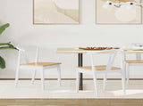 Dining Chair 2 pcs White and Natural Solid Rubber Wood 42020407