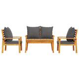 4 Piece Garden Lounge Set with Cushions Solid Wood Acacia 3211796